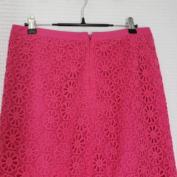 Talbots Skirt Womens 8 Petite Pink Lace Floral Knee Length Spring Preppy Easter - Picture 8 of 10